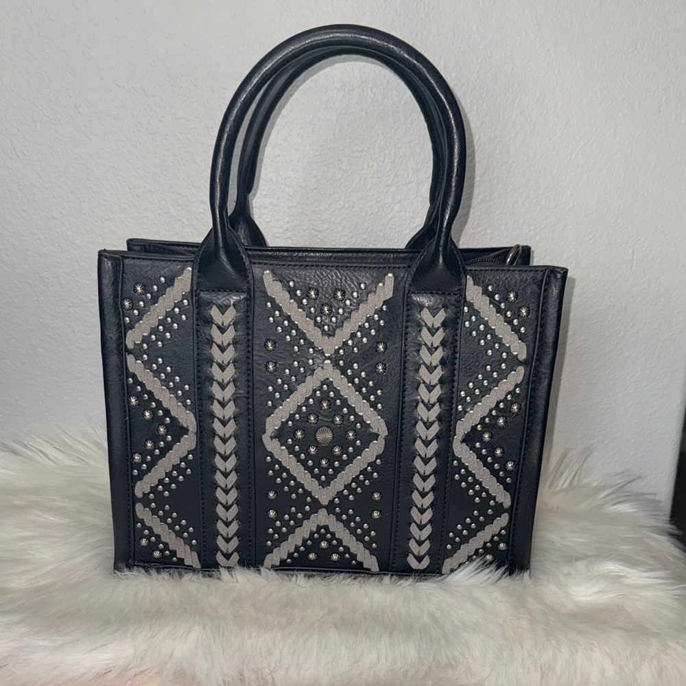 Montana West whipstitch studded medium tote NWOT